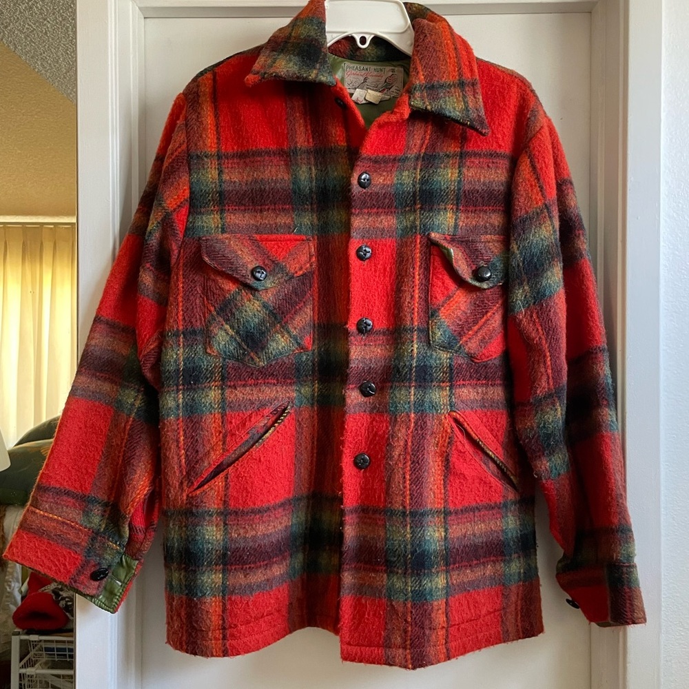 Vintage Red Plaid Wool Jacket best for M-L Pheasant Hill by Gerhard Kennedy